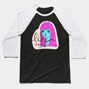 Cute Girl With Pink Girl: Artistic Drawing Portrait Baseball T-Shirt